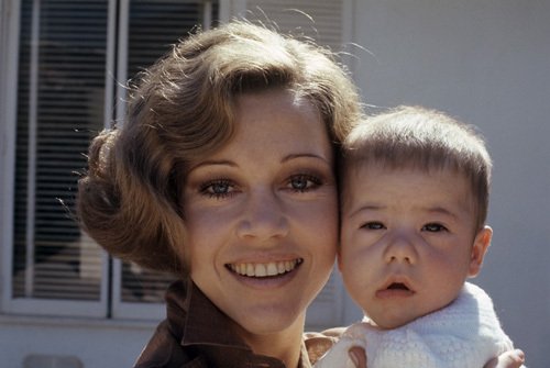 child Vanessa Vadim with mother Jane Fonda