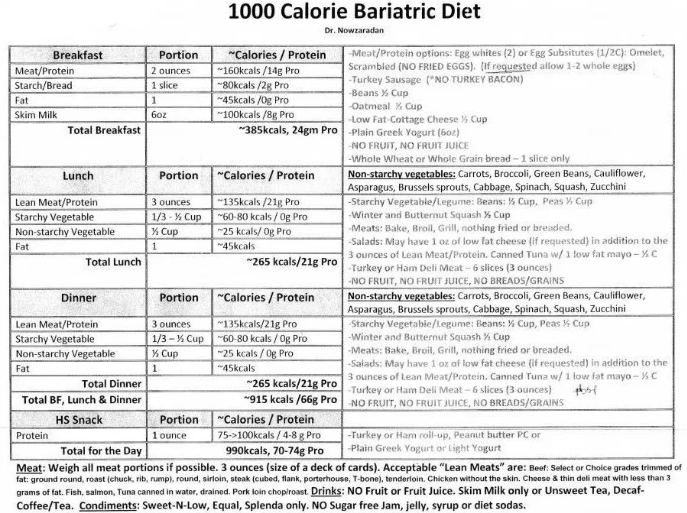 A chart showing Dr. Nowzaradan&rsquo;s diet plan