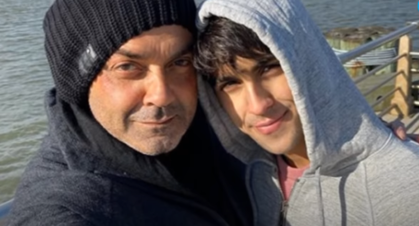 Aryaman Deol with his father Bobby Deol