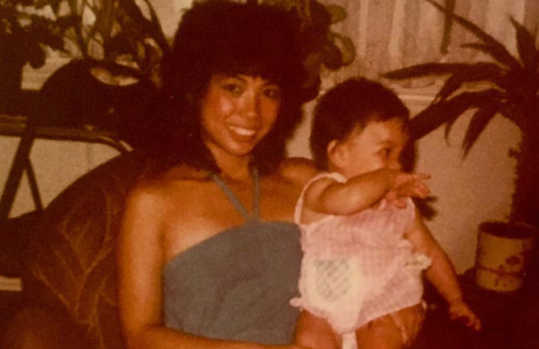Kim with little Olivia Munn