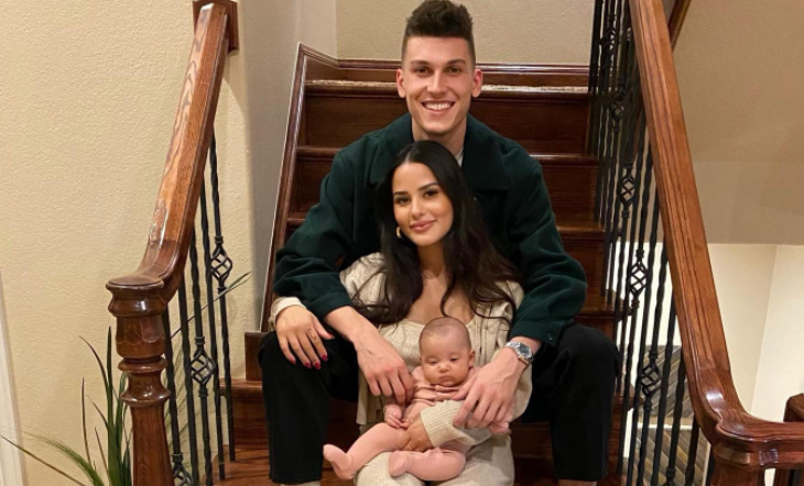 Tyler Herro and his girlfriend with their baby