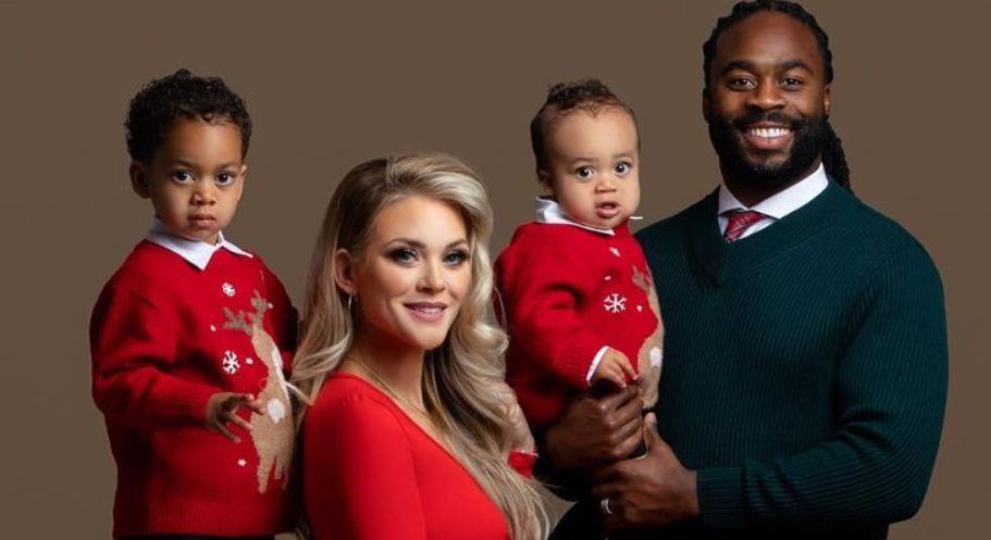 Lindsey Nelson and Jahleel Addae with their children
